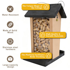 BYGIXU feeder hung in yard with a crow feeding illustrating attraction of large birds