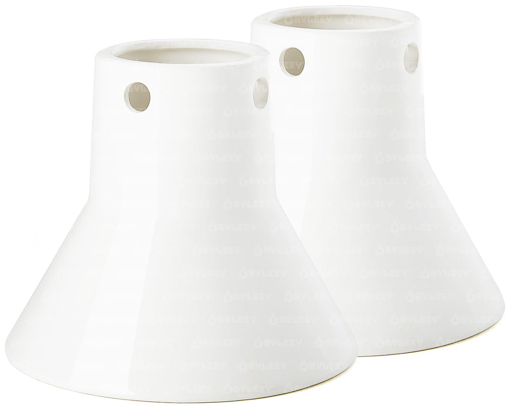 BYLEEY front view of ceramic beer can chicken holder showing stable base and white finish for even cooking