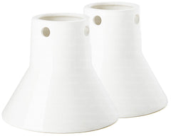 BYLEEY front view of ceramic beer can chicken holder showing stable base and white finish for even cooking
