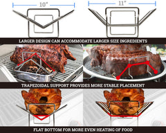 BYLEEY flipped rack cradling a roast demonstrating improved airflow and browning