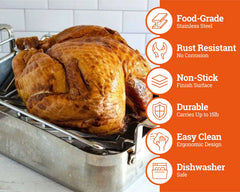 BYLEEY V rack holding a 12lb turkey elevated for better airflow and consistent browning