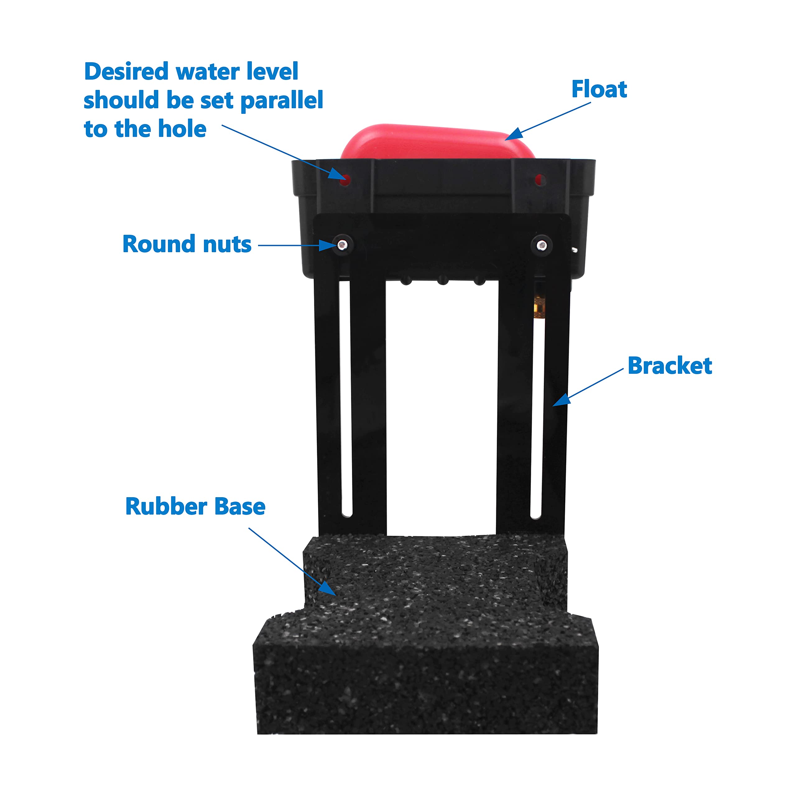 Bylot float and bracket detail highlighting adjustable height for precise filling