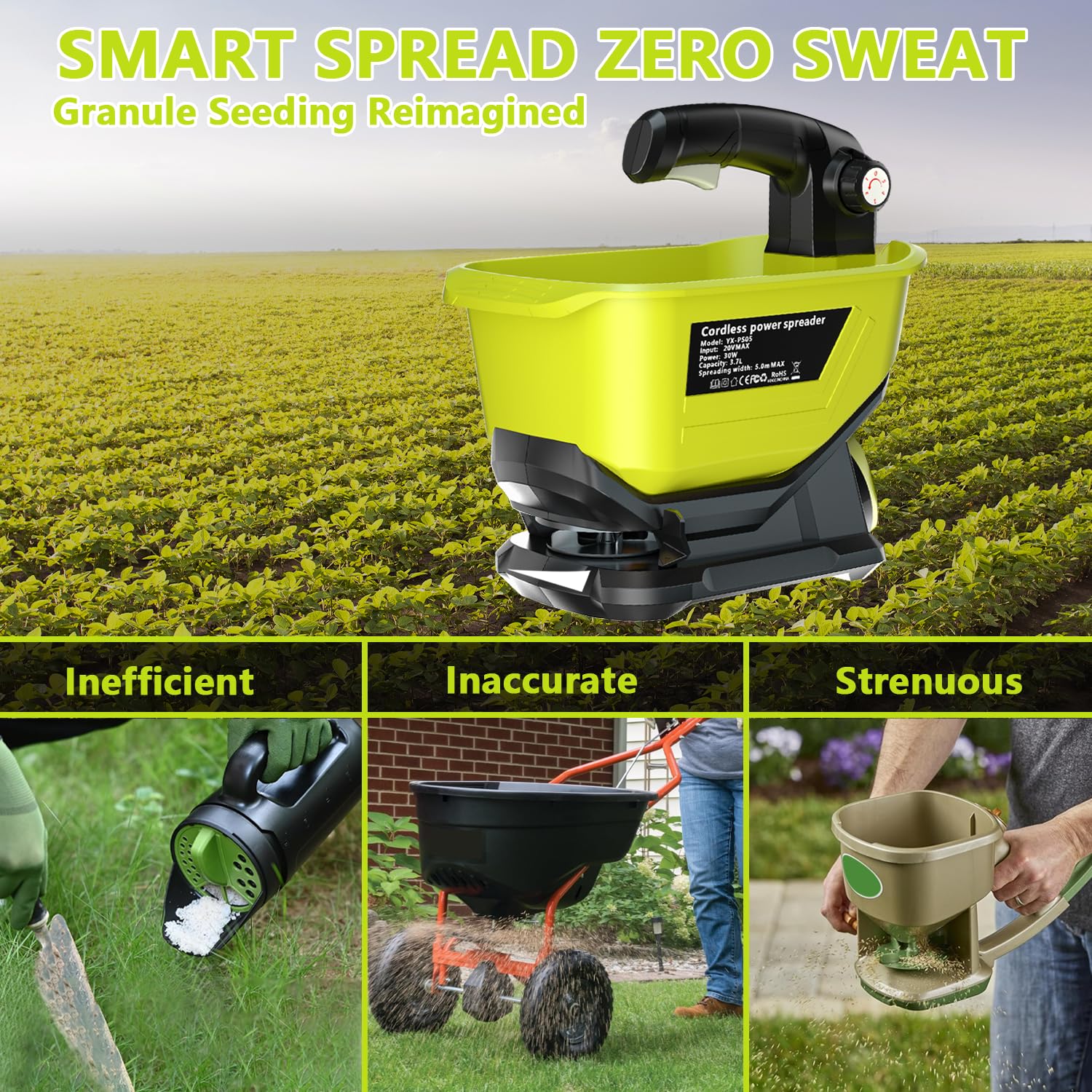 Byutrcfuy being used on lawn demonstrating quick seeding and even coverage benefit