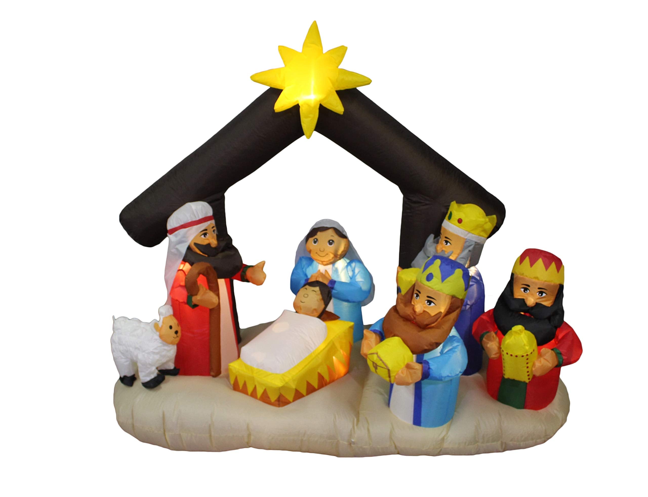 BZB Goods front view of nativity inflatable showing clear holiday display