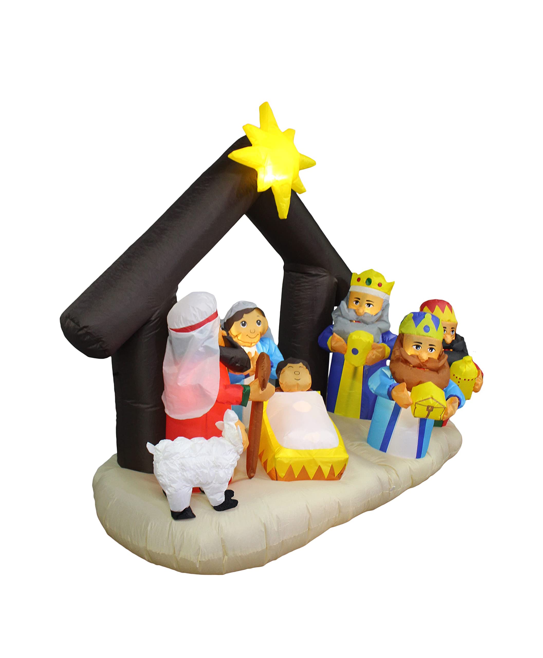 BZB Goods illuminated nativity at night creating warm evening ambience