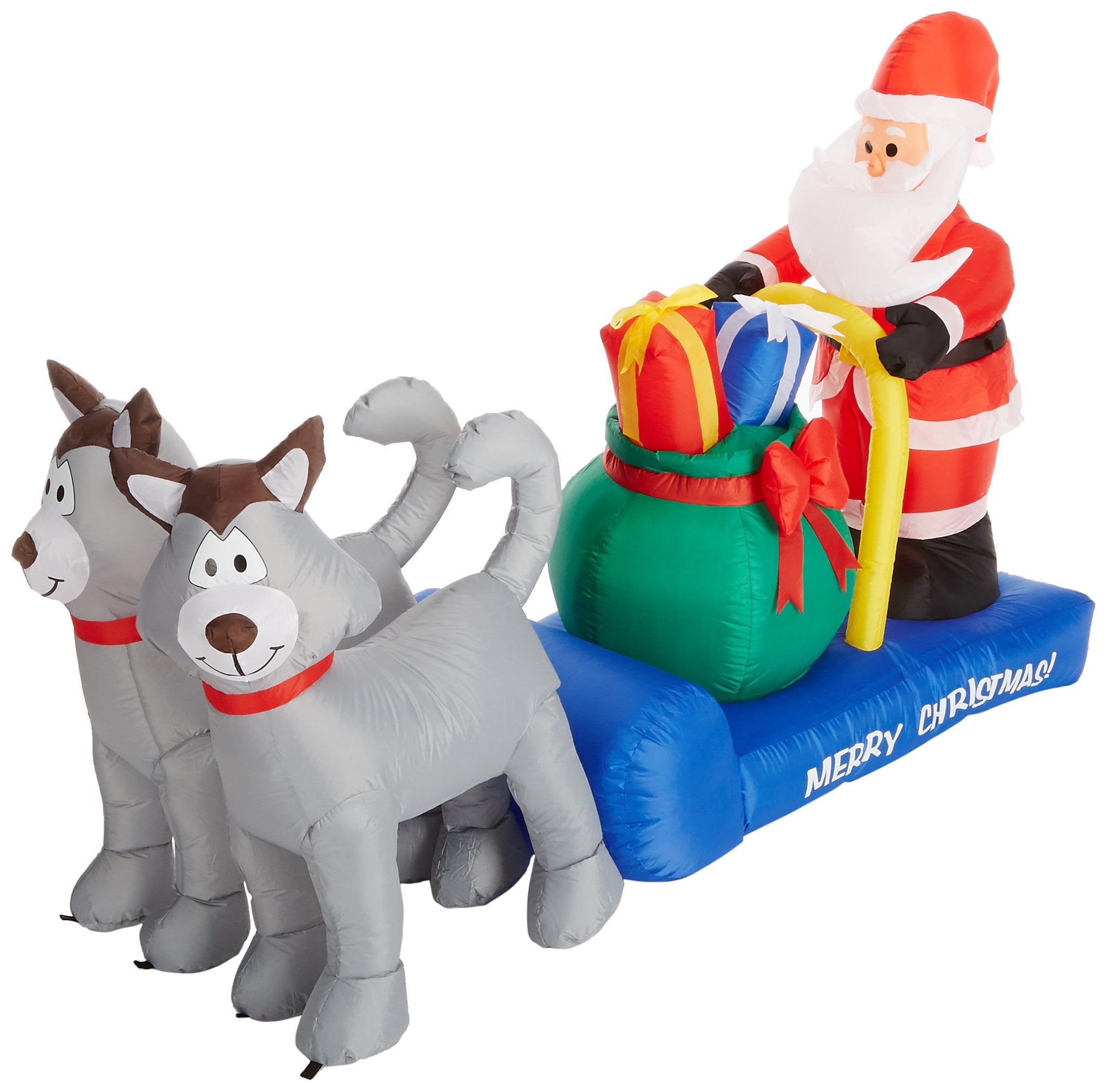 BZB Goods Santa sleigh front view glowing at night adds festive curb appeal