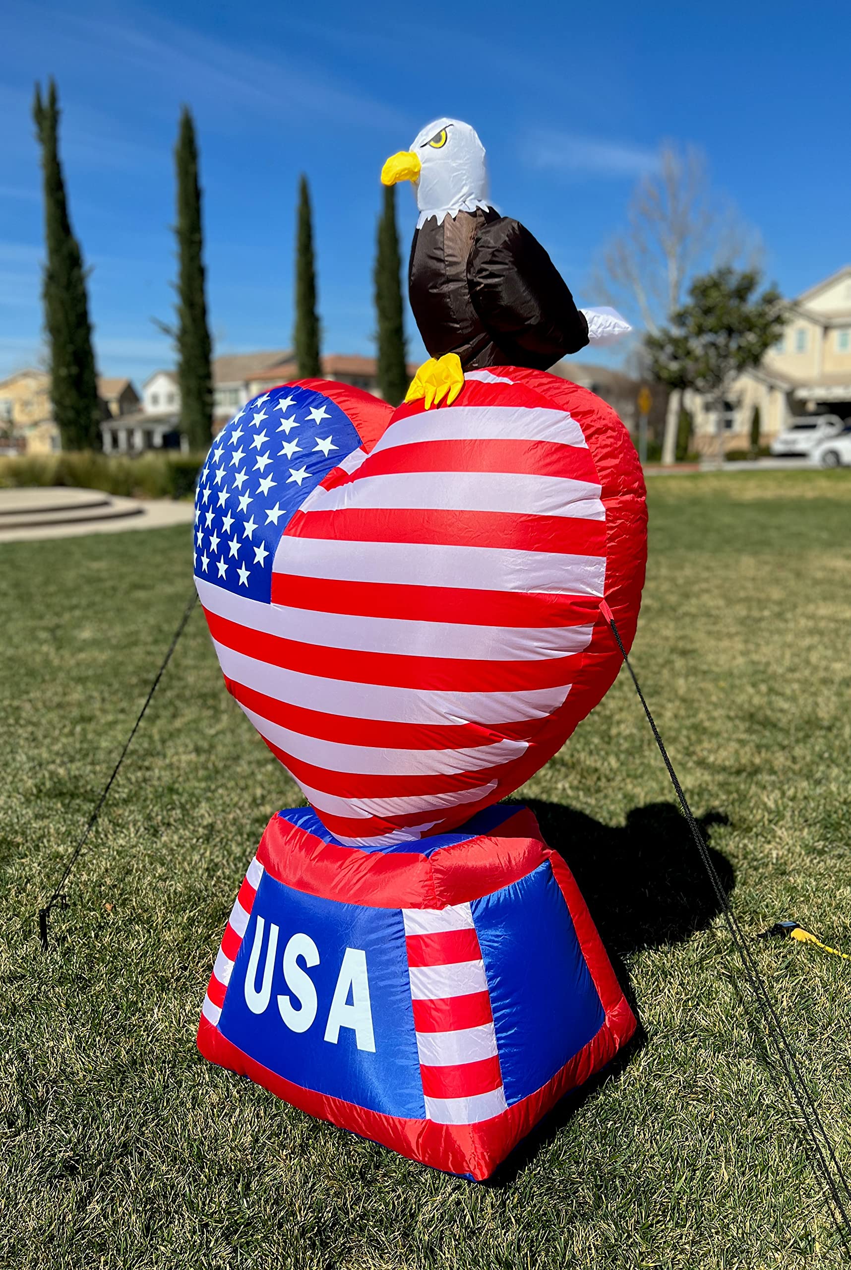 BZB Goods inflatable beside a person showing 5-foot scale and easy placement