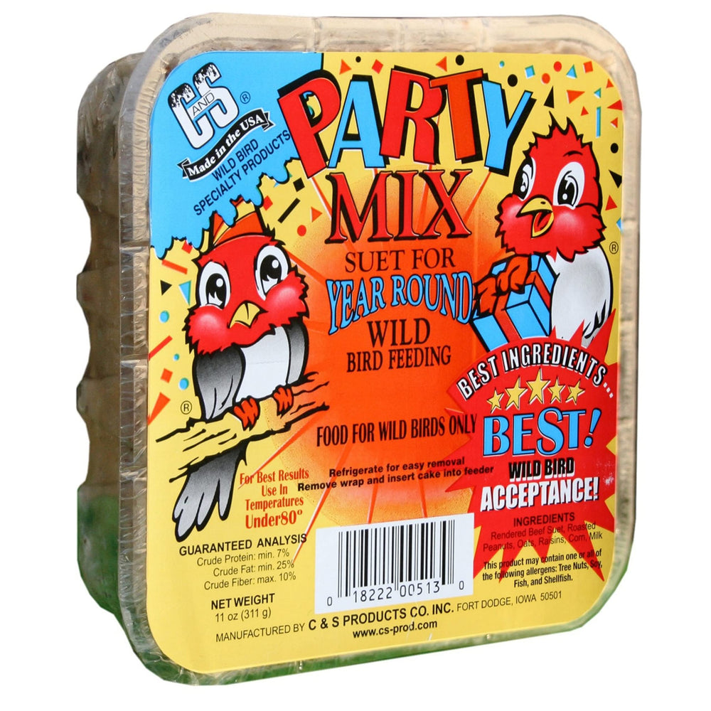 C&S Party Mix placed in wire suet cage demonstrating easy feeder compatibility