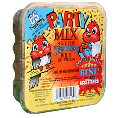 C&S Party Mix placed in wire suet cage demonstrating easy feeder compatibility