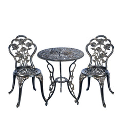 C/G patio casa bistro set front view showing antique copper finish and compact layout
