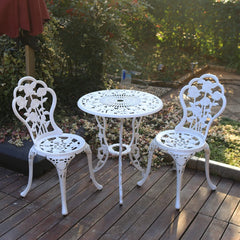 C/G patio casa bistro set front view showing compact white table and two chairs, enhancing small patios