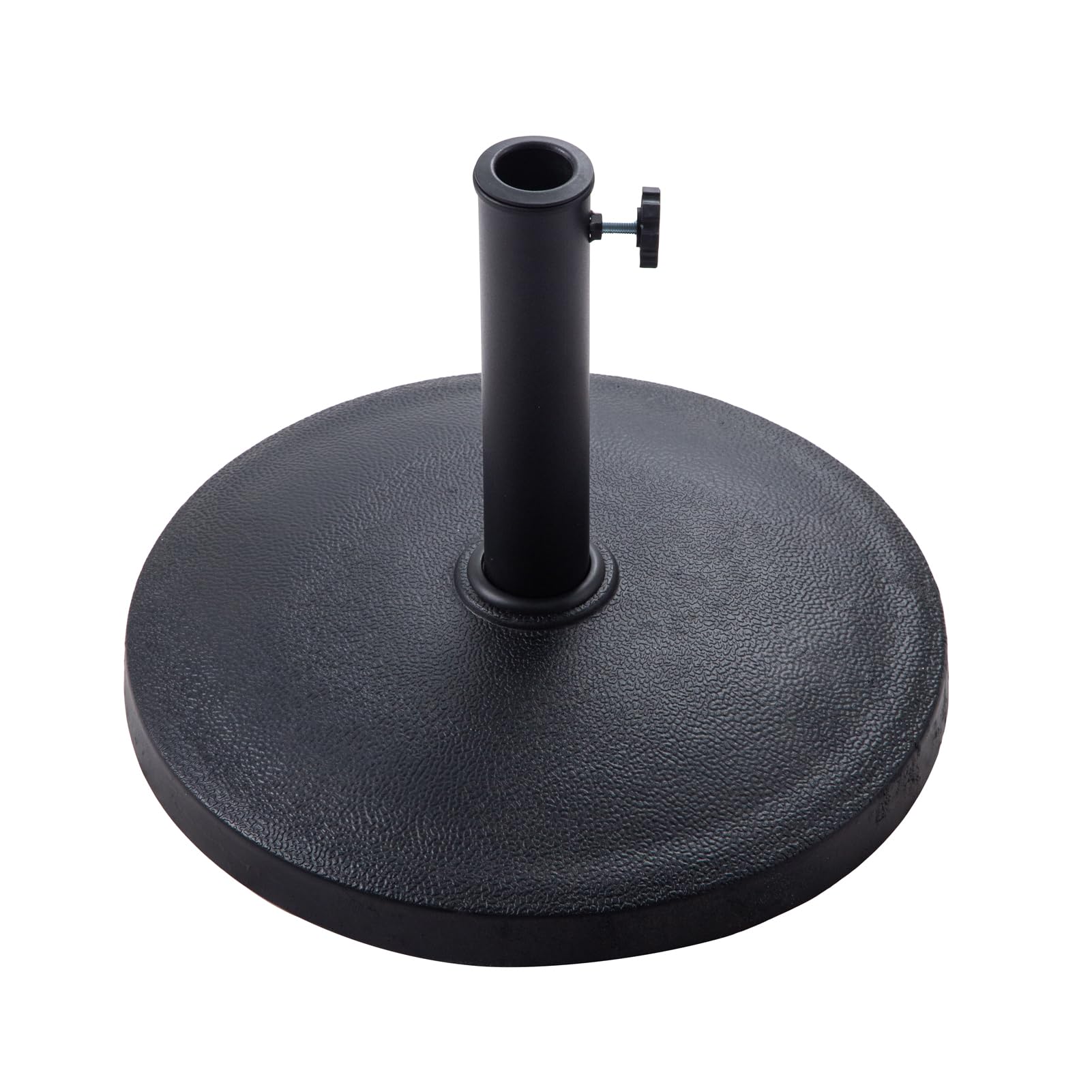 C-Hopetree black front view of umbrella base showing stable round silhouette and durability