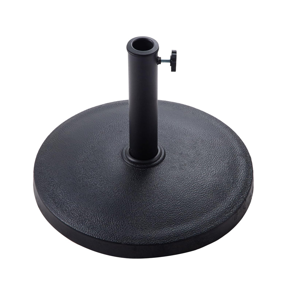 C-Hopetree black front view of umbrella base showing stable round silhouette and durability