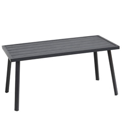 C-Hopetree front view of black rectangular table showing sleek silhouette and durability