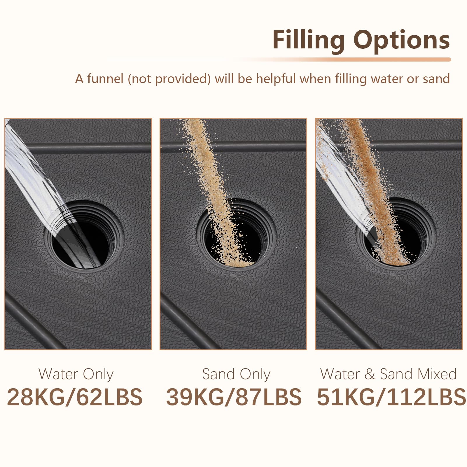 C-Hopetree fill port and cap close-up illustrating easy water or sand filling