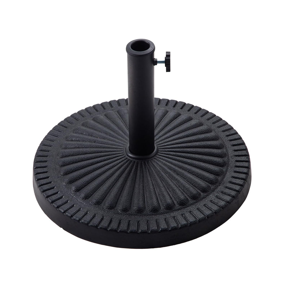 C-Hopetree front view of black umbrella base showing stable design and curb appeal