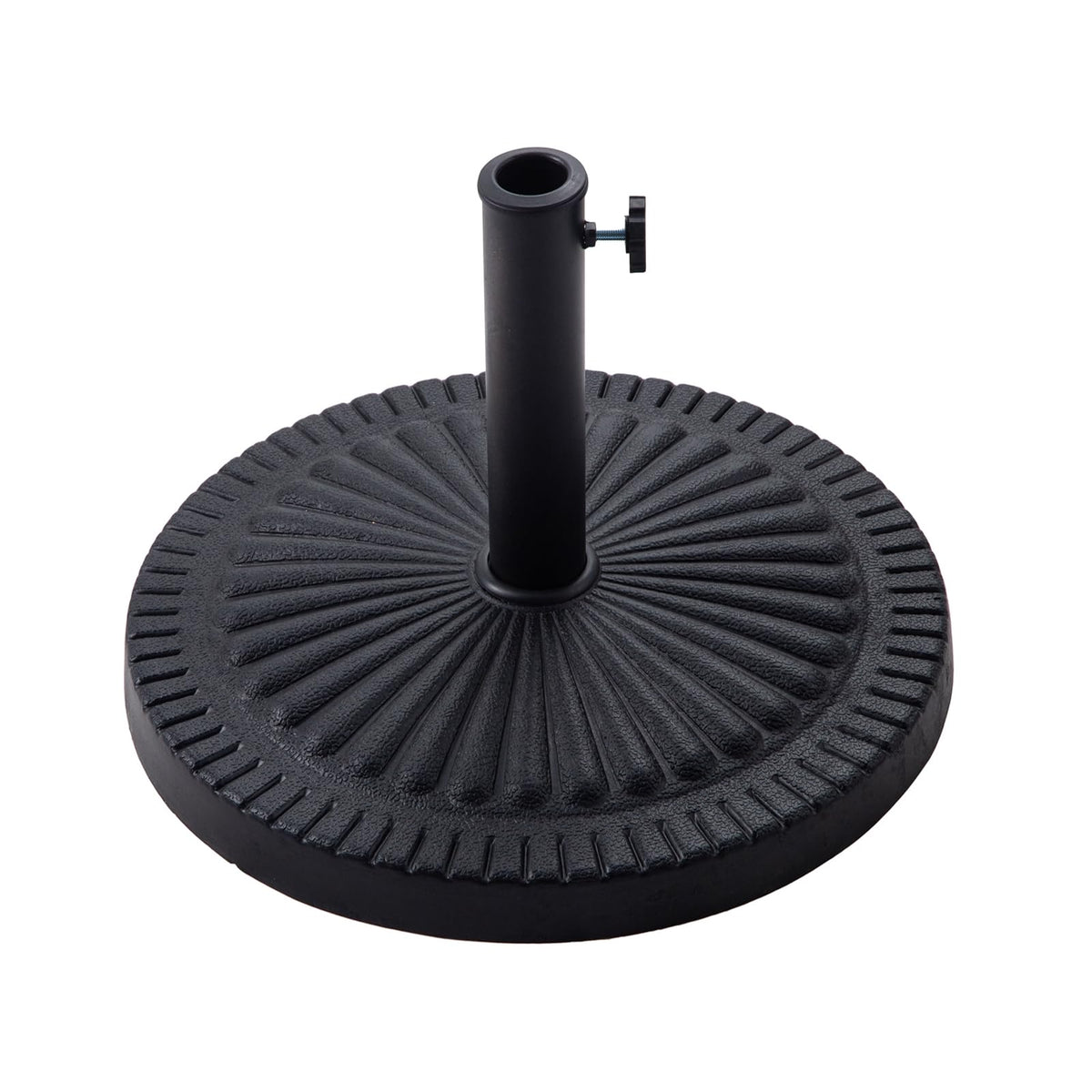 C-Hopetree front view of black umbrella base showing stable design and curb appeal
