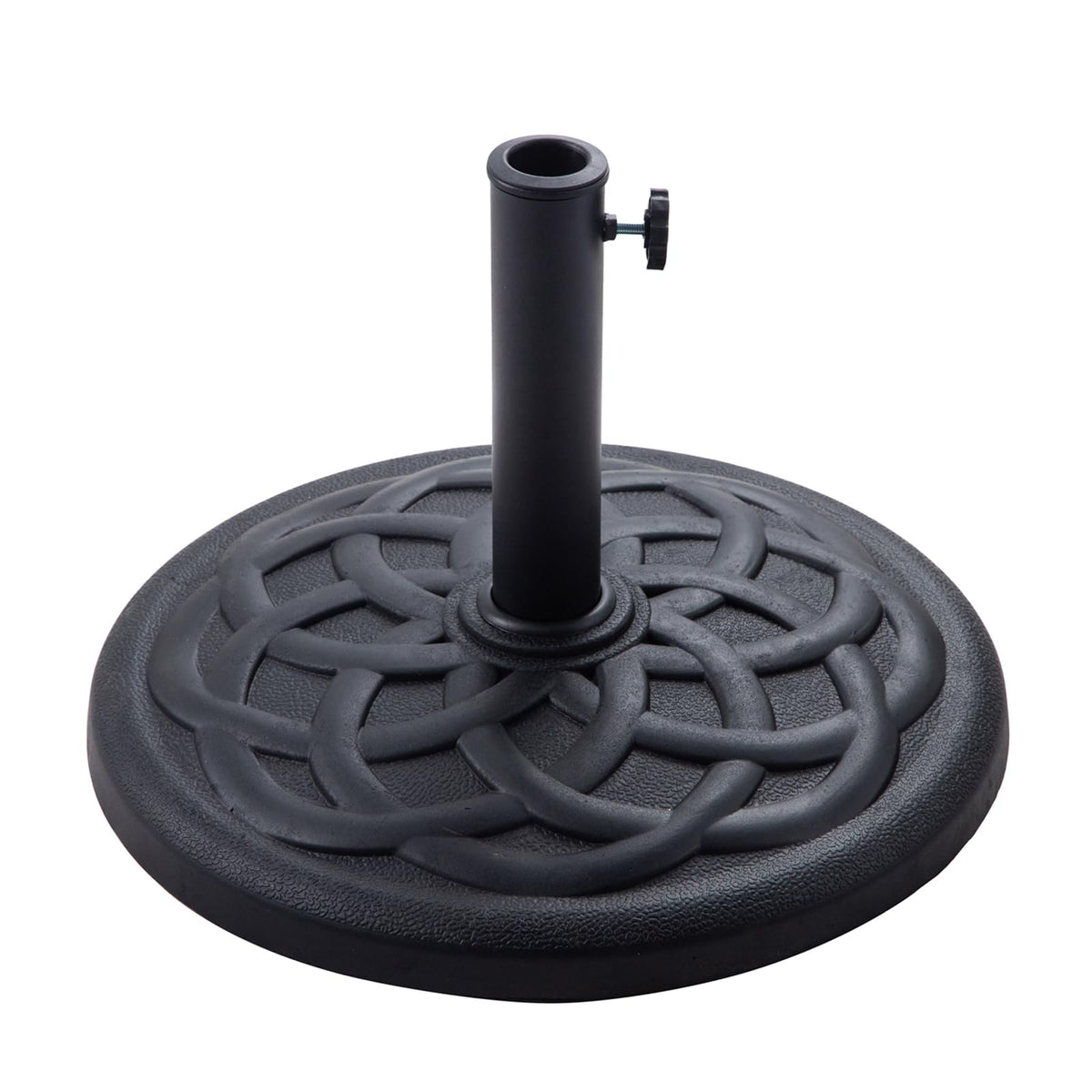 C-Hopetree front view of black umbrella base showing stability benefit