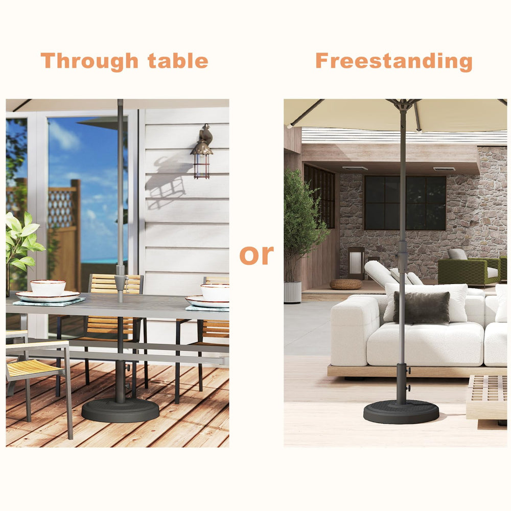 C-Hopetree base supporting patio umbrella in use providing stable sun protection