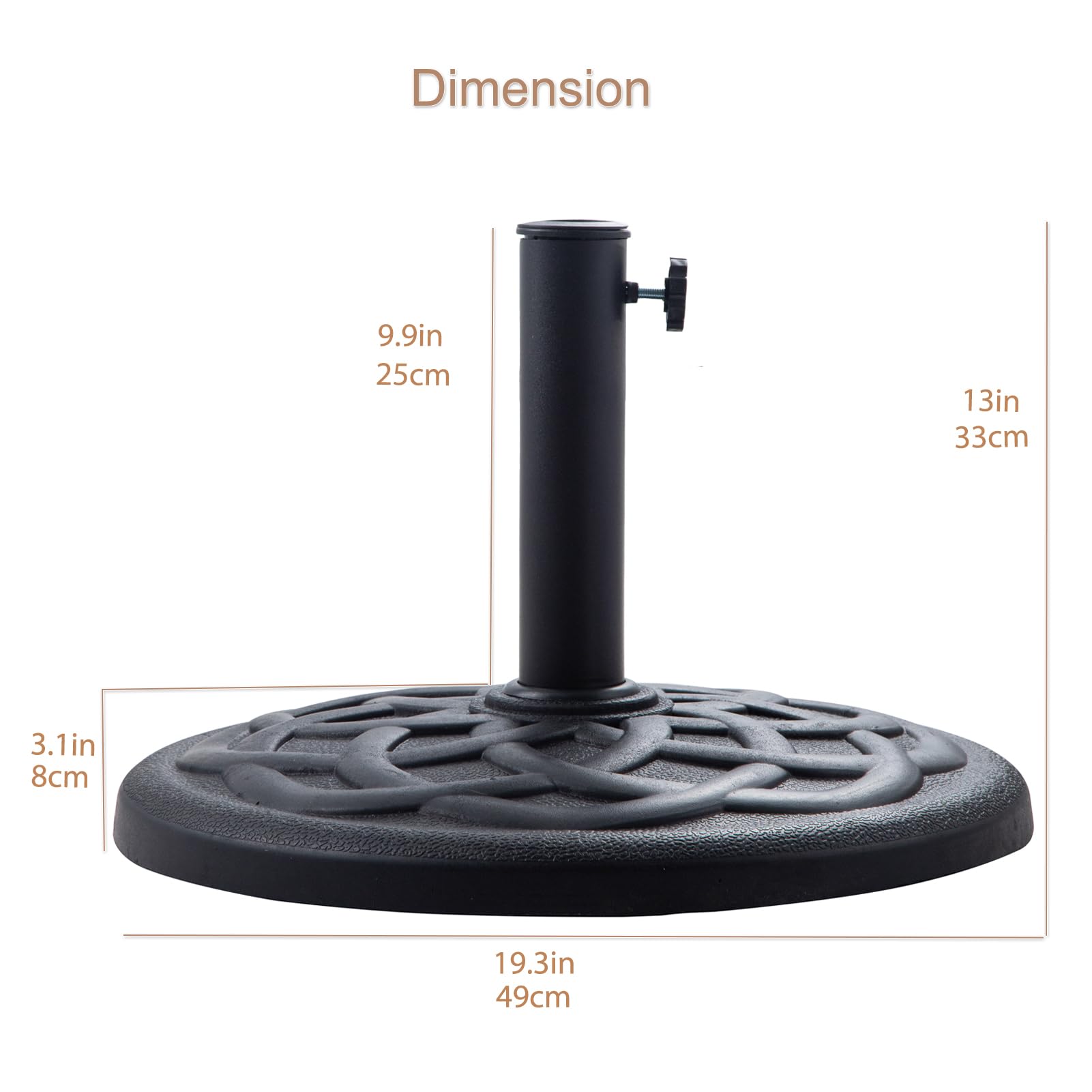 C-Hopetree base used with table-through umbrella showing practical setup