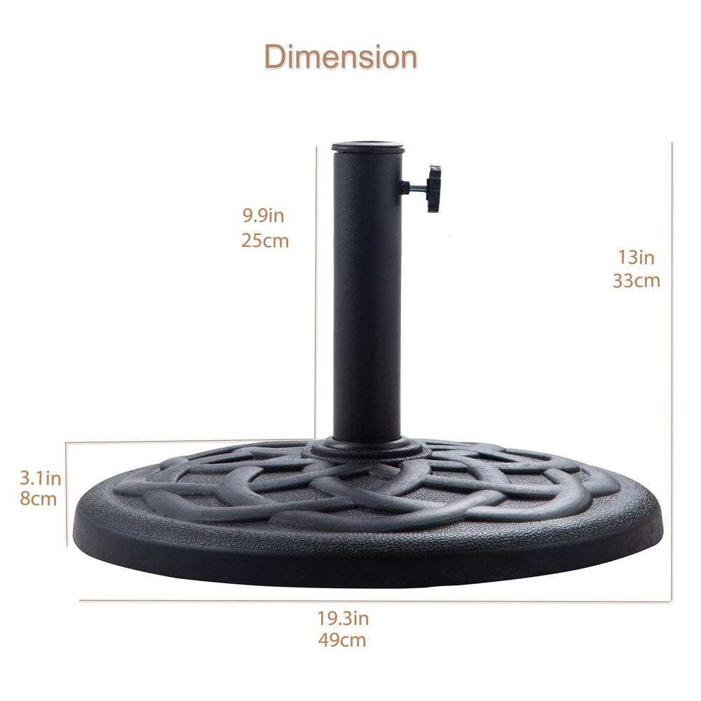 C-Hopetree base used with table-through umbrella showing practical setup