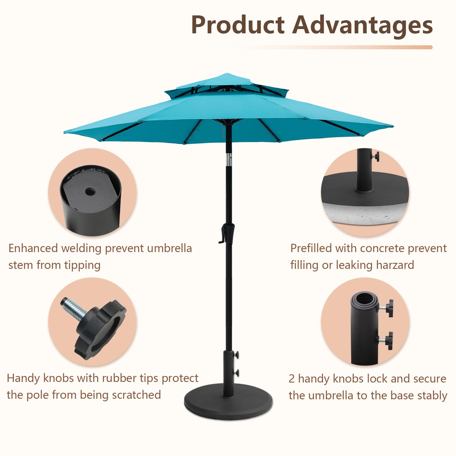 C-Hopetree in use with market umbrella through table for steady outdoor shade
