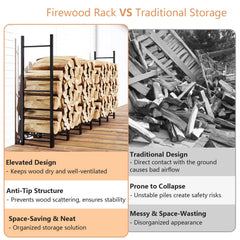C-Hopetree rack by fireplace holding wood for easy indoor access
