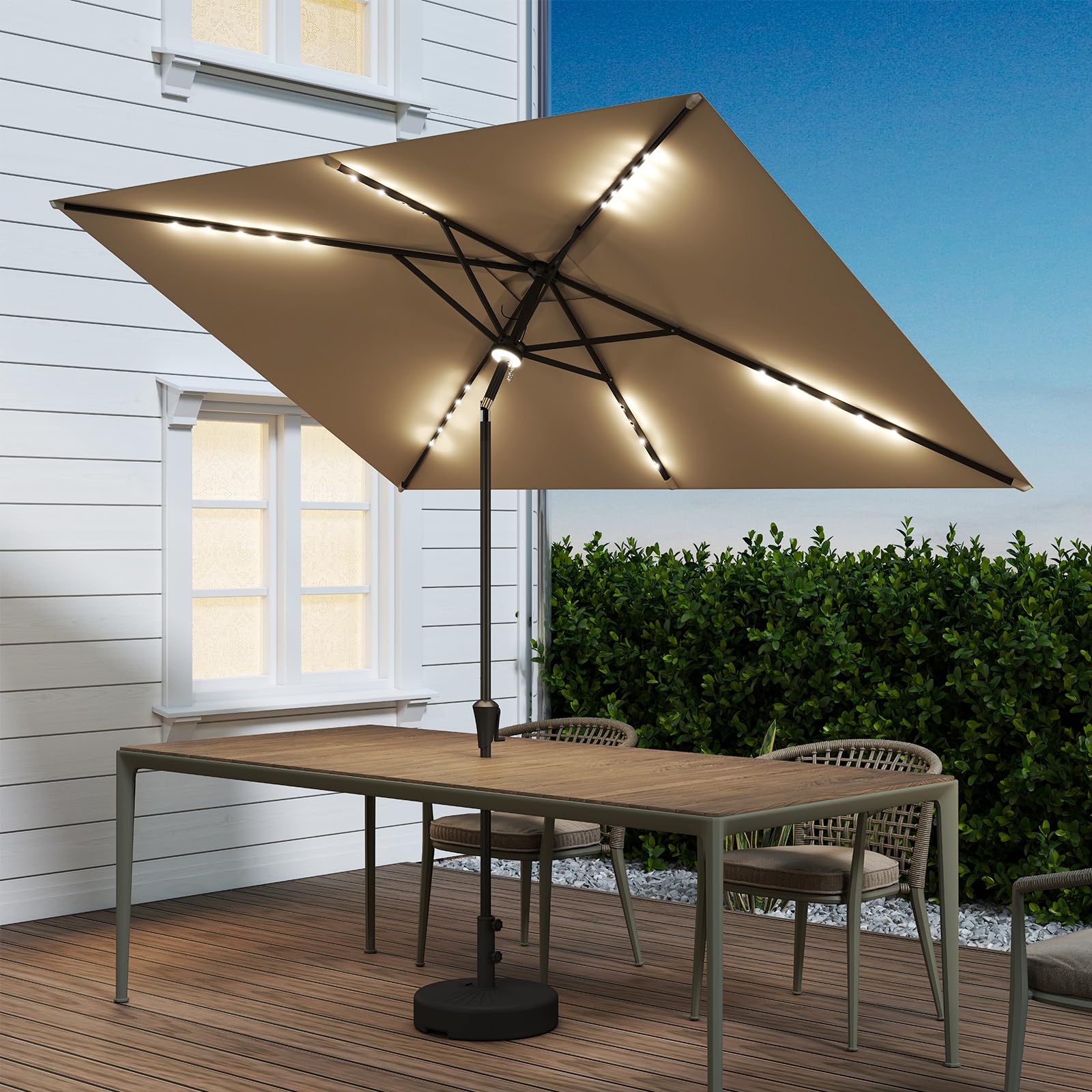 C-Hopetree rib LED detail with warm lights providing ambient evening light
