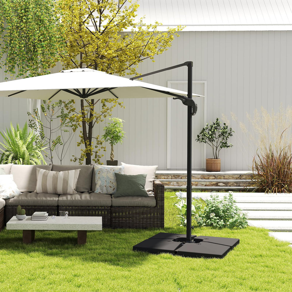 C-Hopetree base weights next to umbrella pole showing size and scale benefit