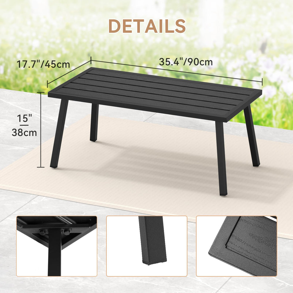 C-Hopetree table in use on patio with coffee cup demonstrating practical outdoor surface