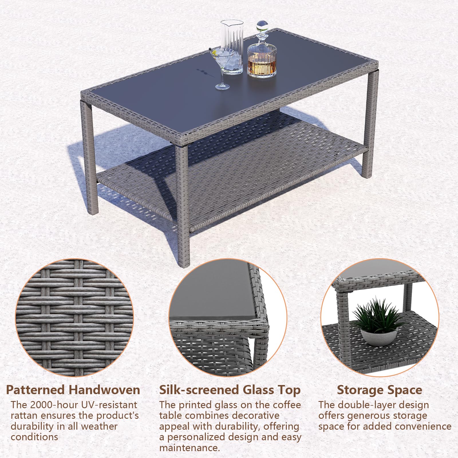 C-Hopetree side table holding drinks and snacks illustrating practical patio use