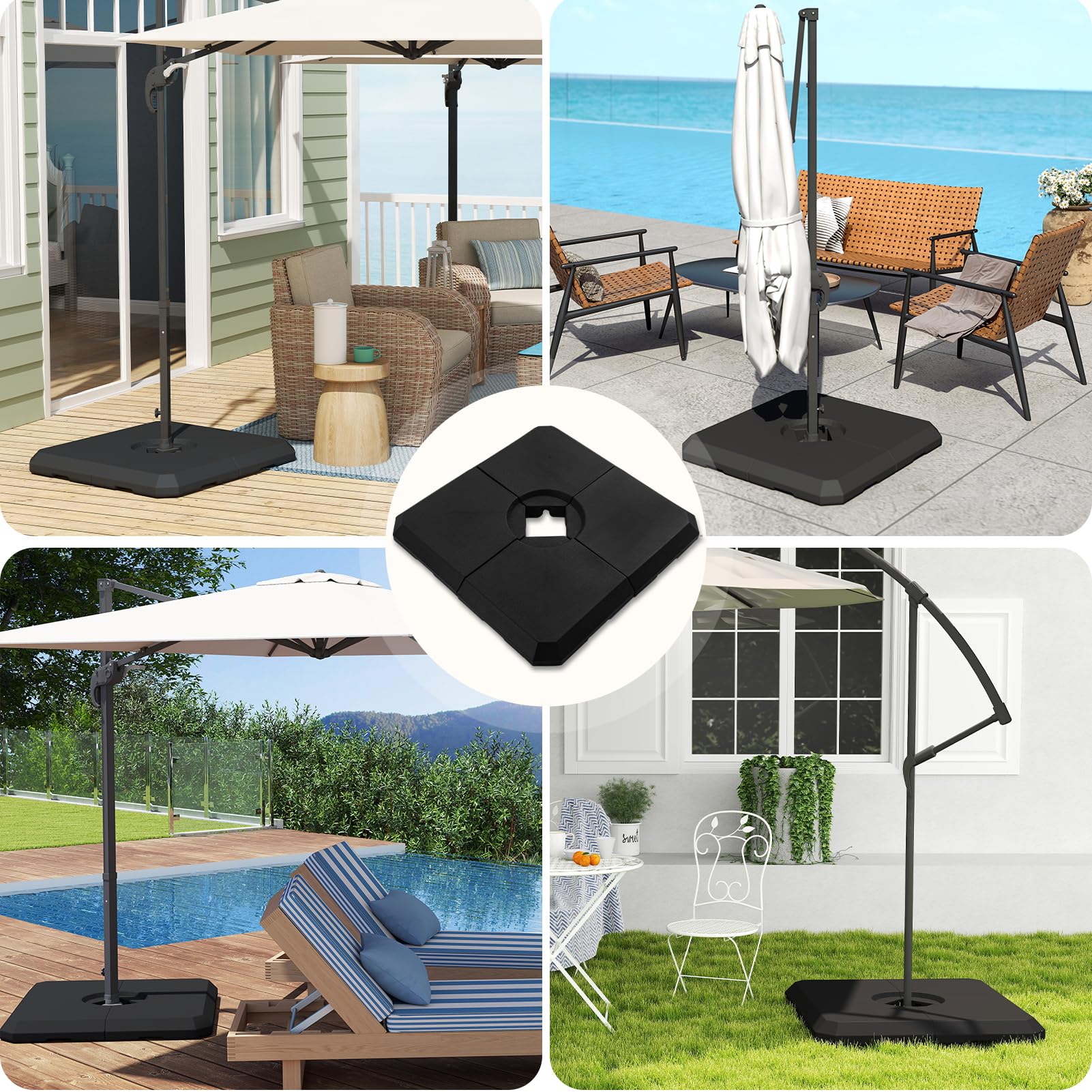 C-Hopetree weights stacked for compact storage showing convenient off-season space saving