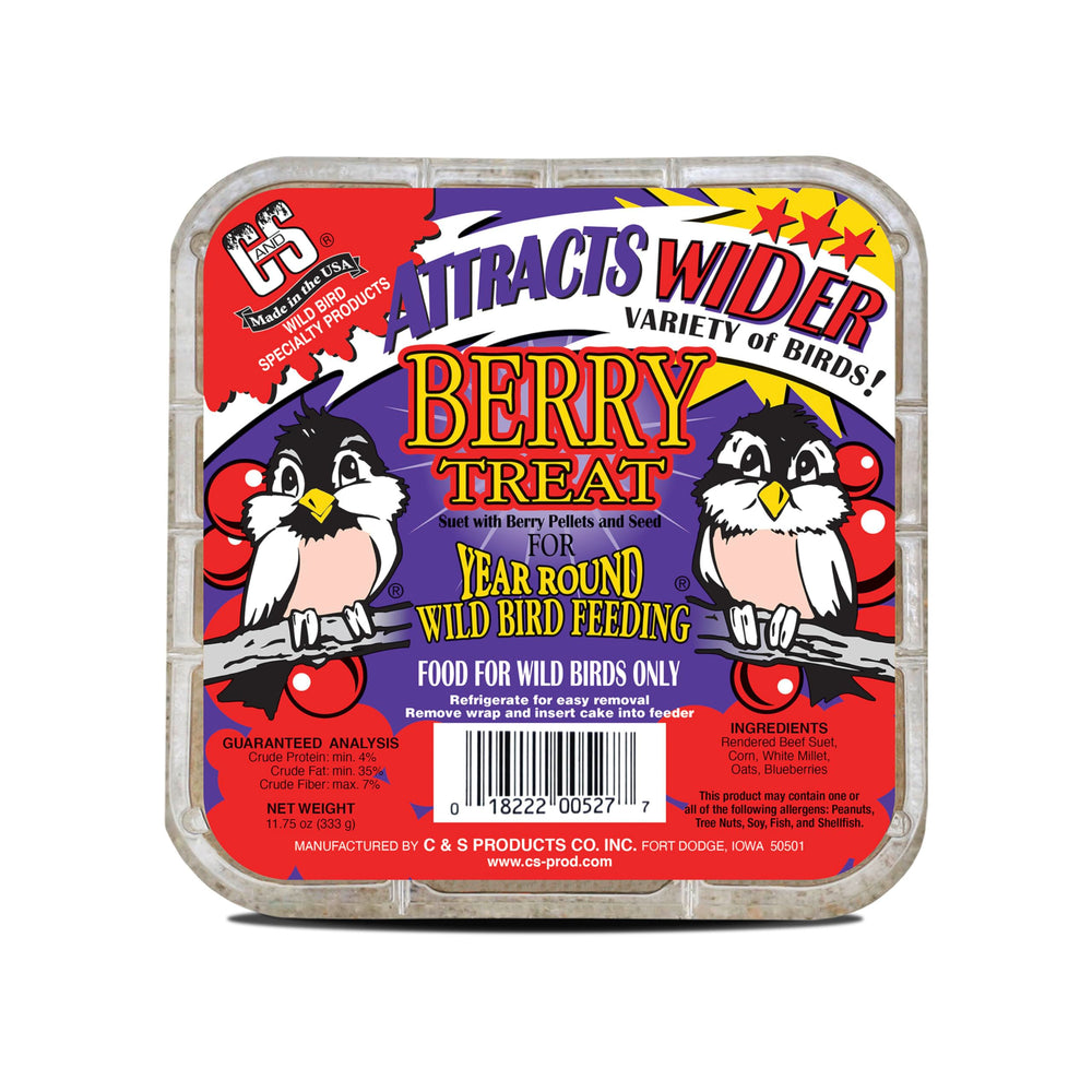 C&S front view of berry suet cake showing package and weight, attracts more birds