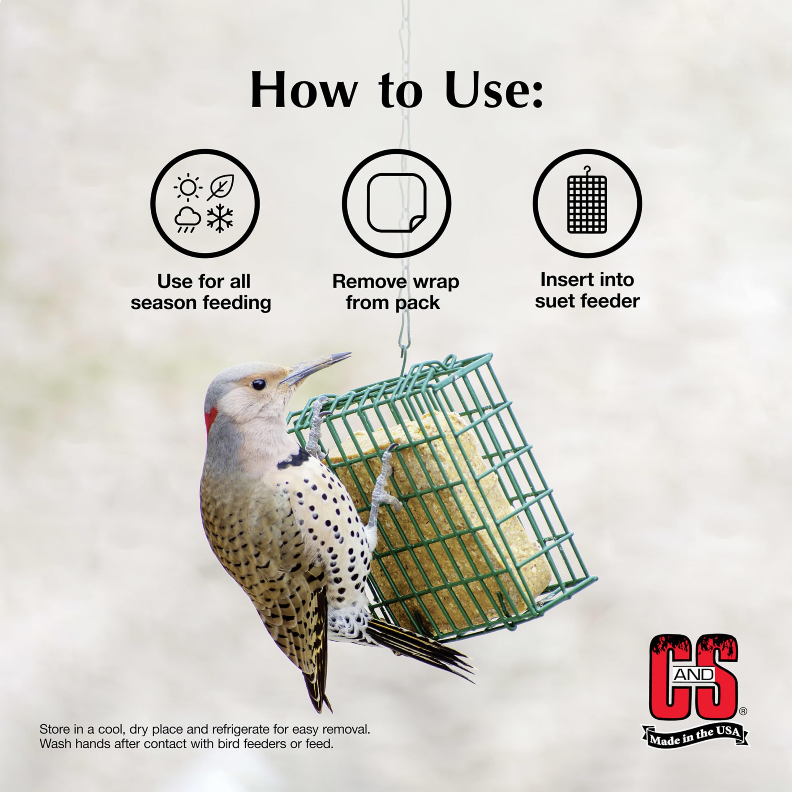 C&S robins feeding on berry suet illustrating increased backyard bird activity