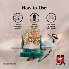 C&S peanut nuggets in a wire nugget feeder attracting birds