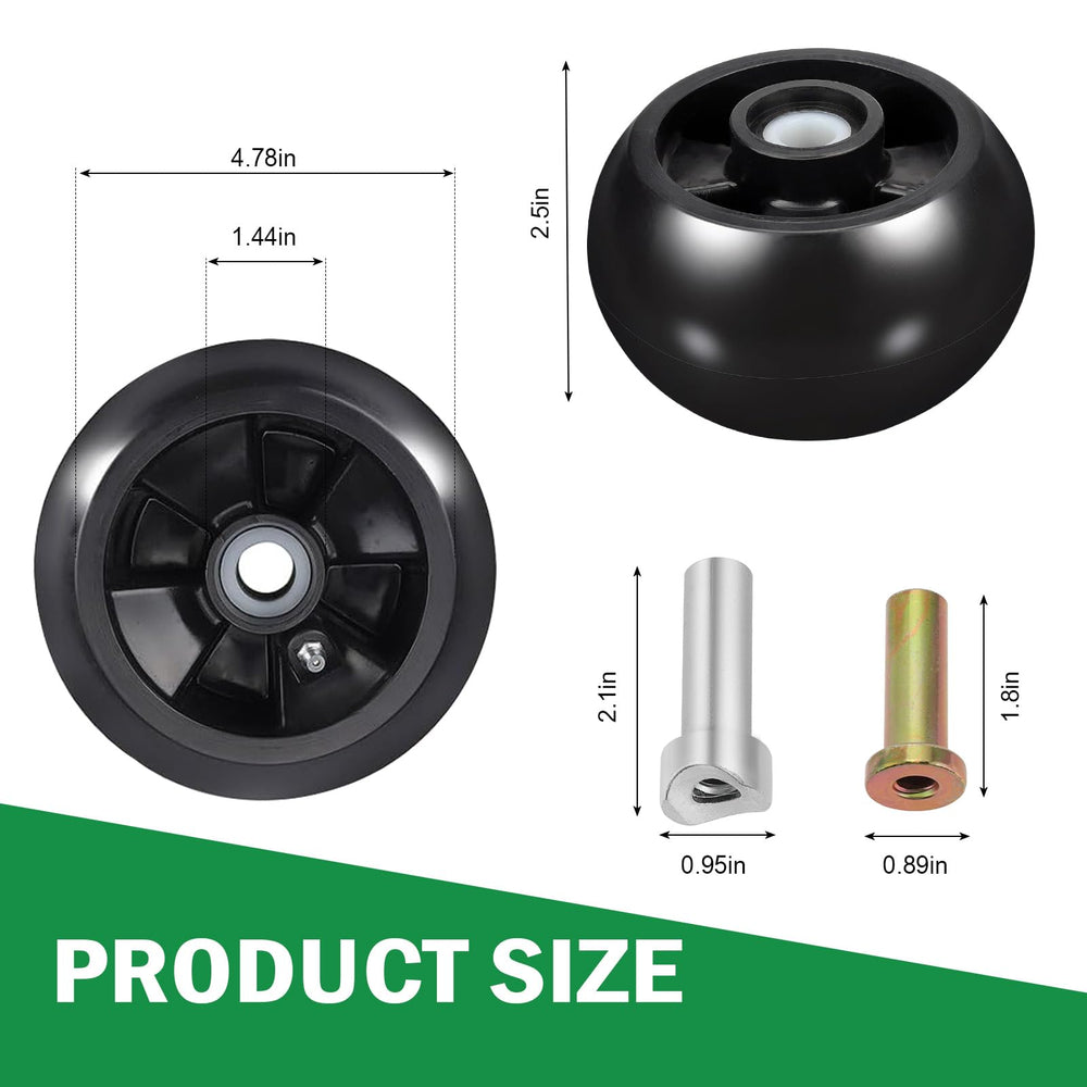 C-Tzu deck gauge wheels on mower in yard improving stability and cutting height