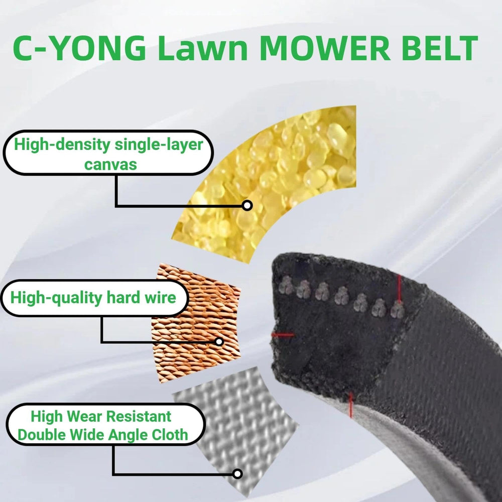 C-YONG belt installed on Toro mower deck pulley demonstrating correct routing and reduced slippage