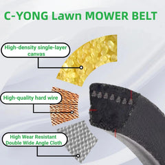 C-YONG belt installed on Toro mower deck pulley demonstrating correct routing and reduced slippage