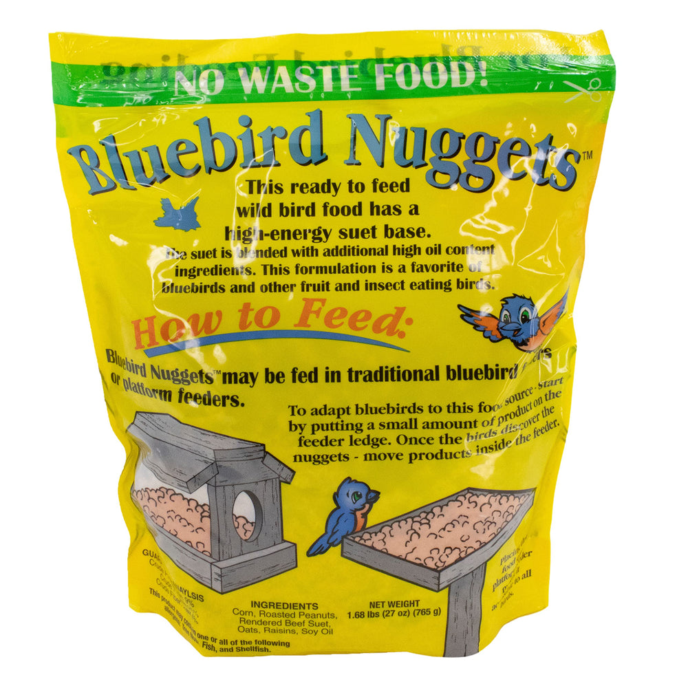 Backyard scene with C&S nuggets displayed for natural feeding setup