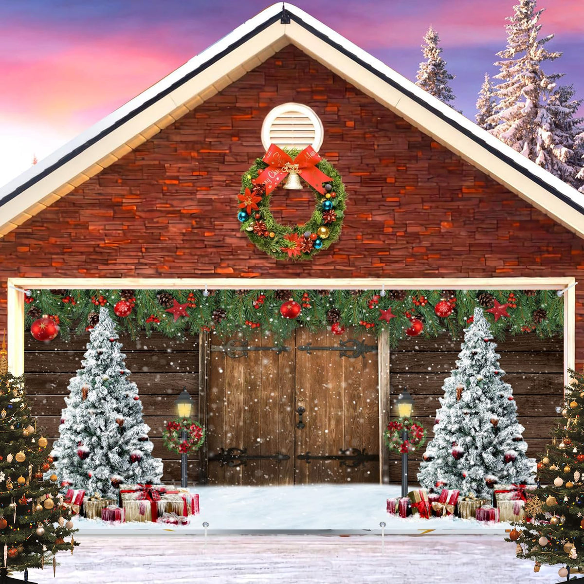 Caaerttply front full garage banner showing festive curb appeal