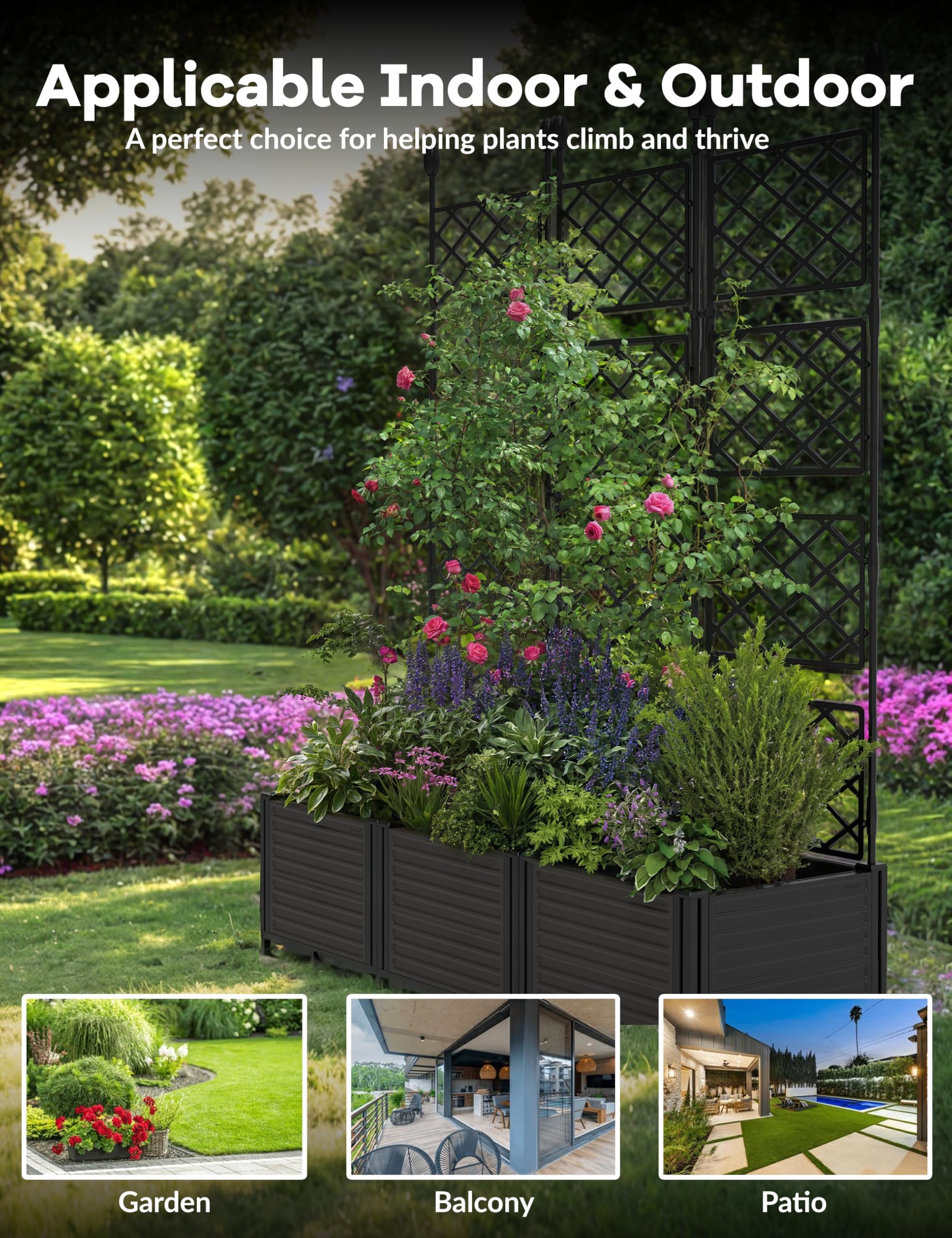 CABIHOME planter on balcony with flowers, maximizes small-space gardening