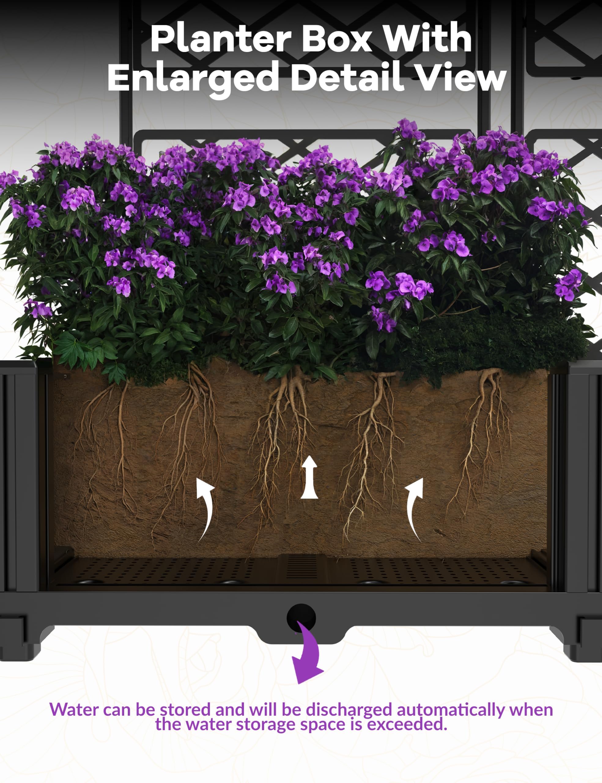 CABIHOME metal trellis detail showing diamond grid for strong plant support