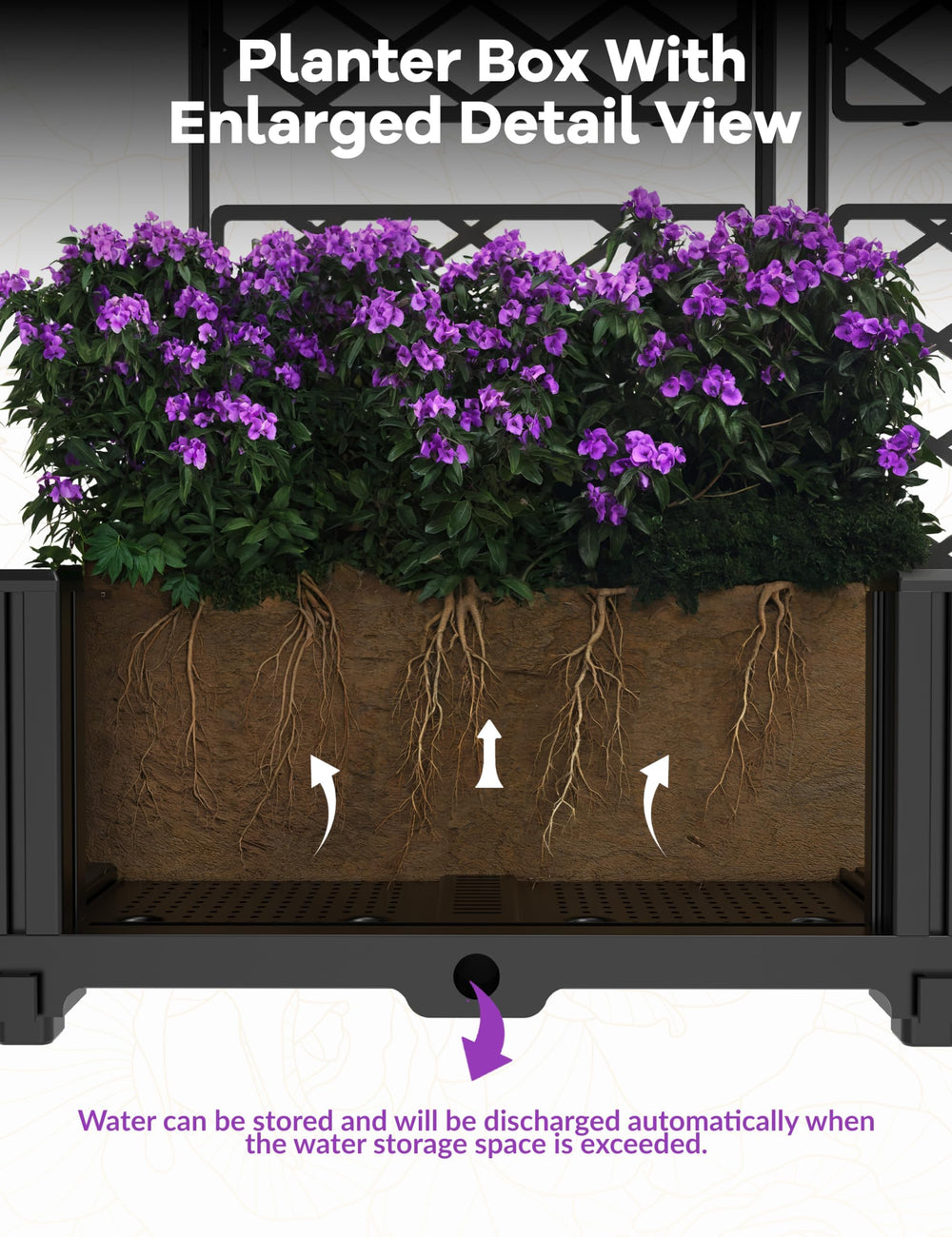 CABIHOME metal trellis detail showing diamond grid for strong plant support