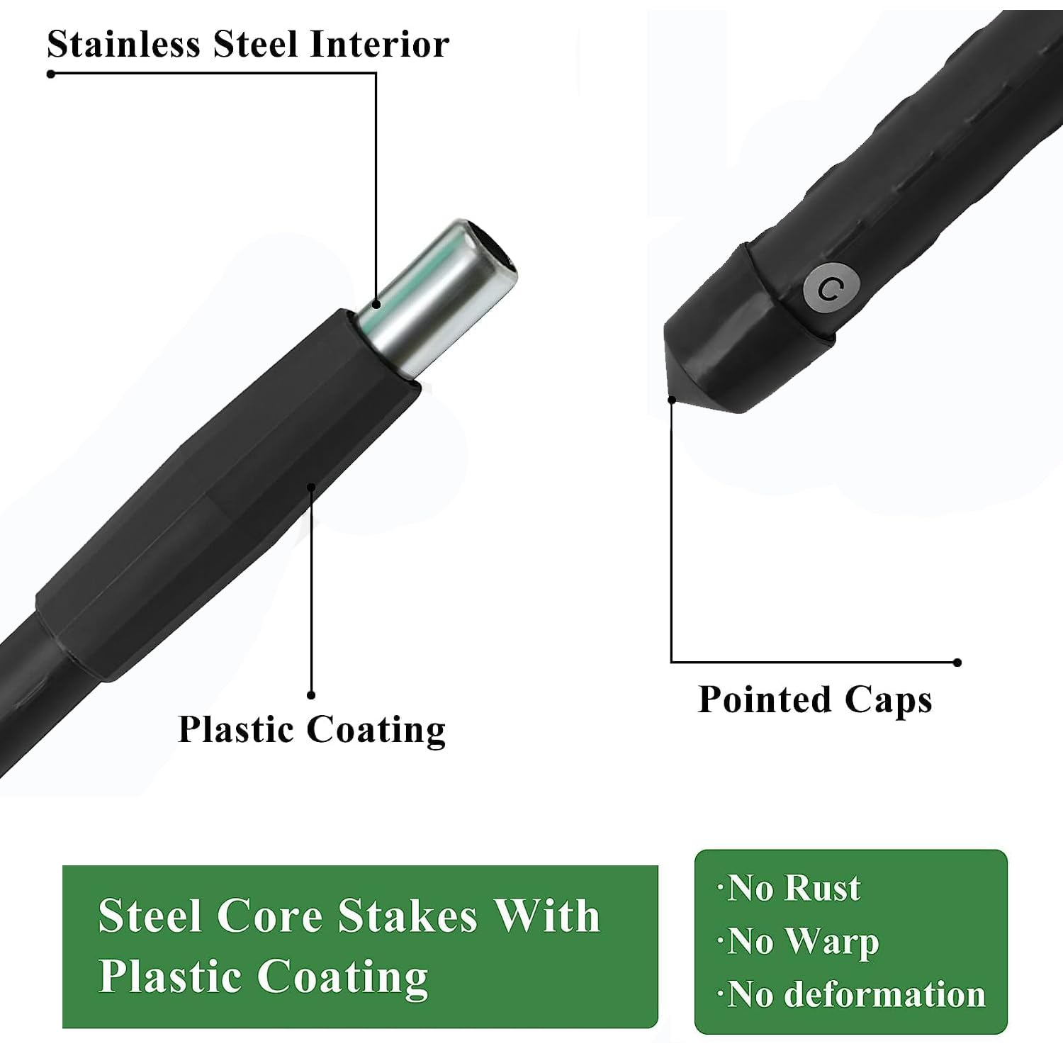 CACERIAWM steel frame detail highlighting 20mm-thick coated tubing for rust resistance