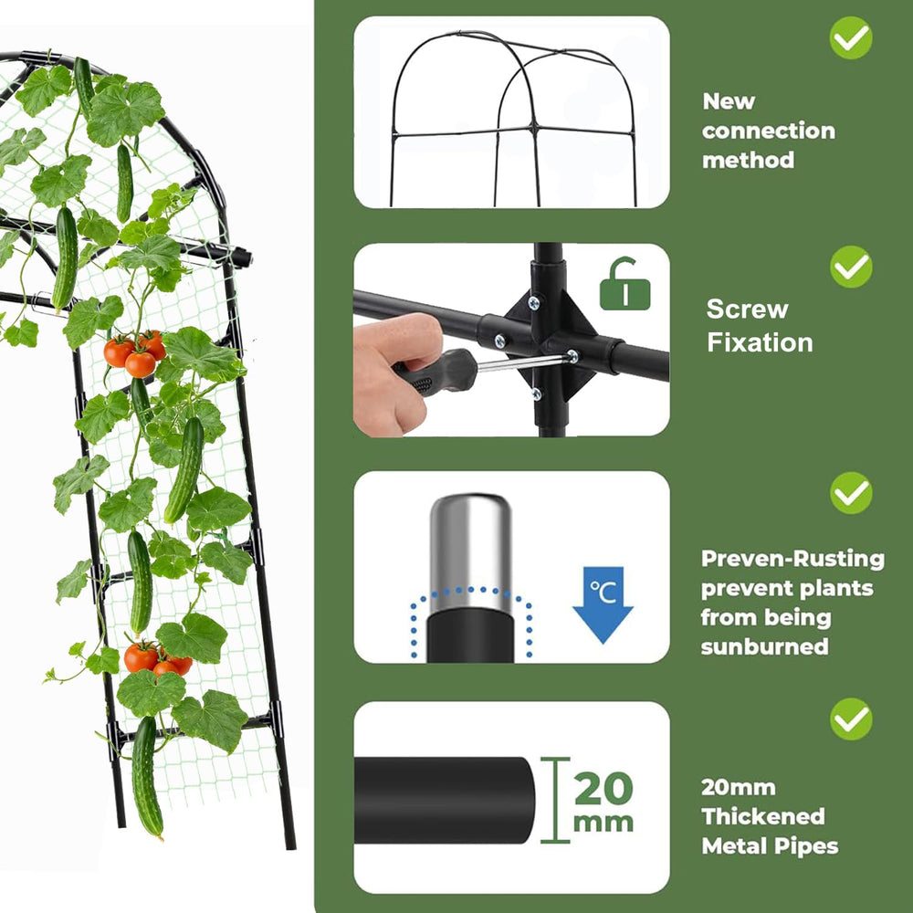 CACERIAWM trellis in garden with cucumbers climbing, improving airflow and sunlight