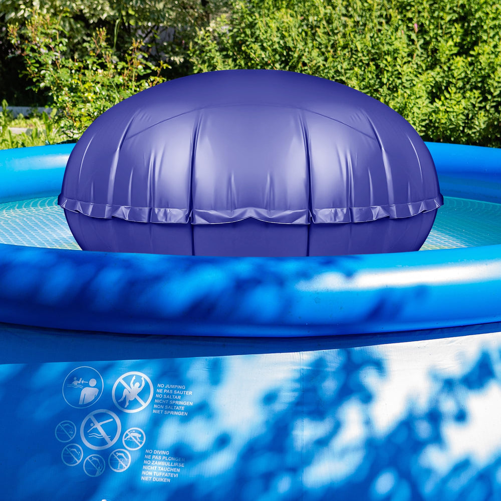 CACSPS pool pillow installed in above-ground pool centering cover and reducing ice pressure