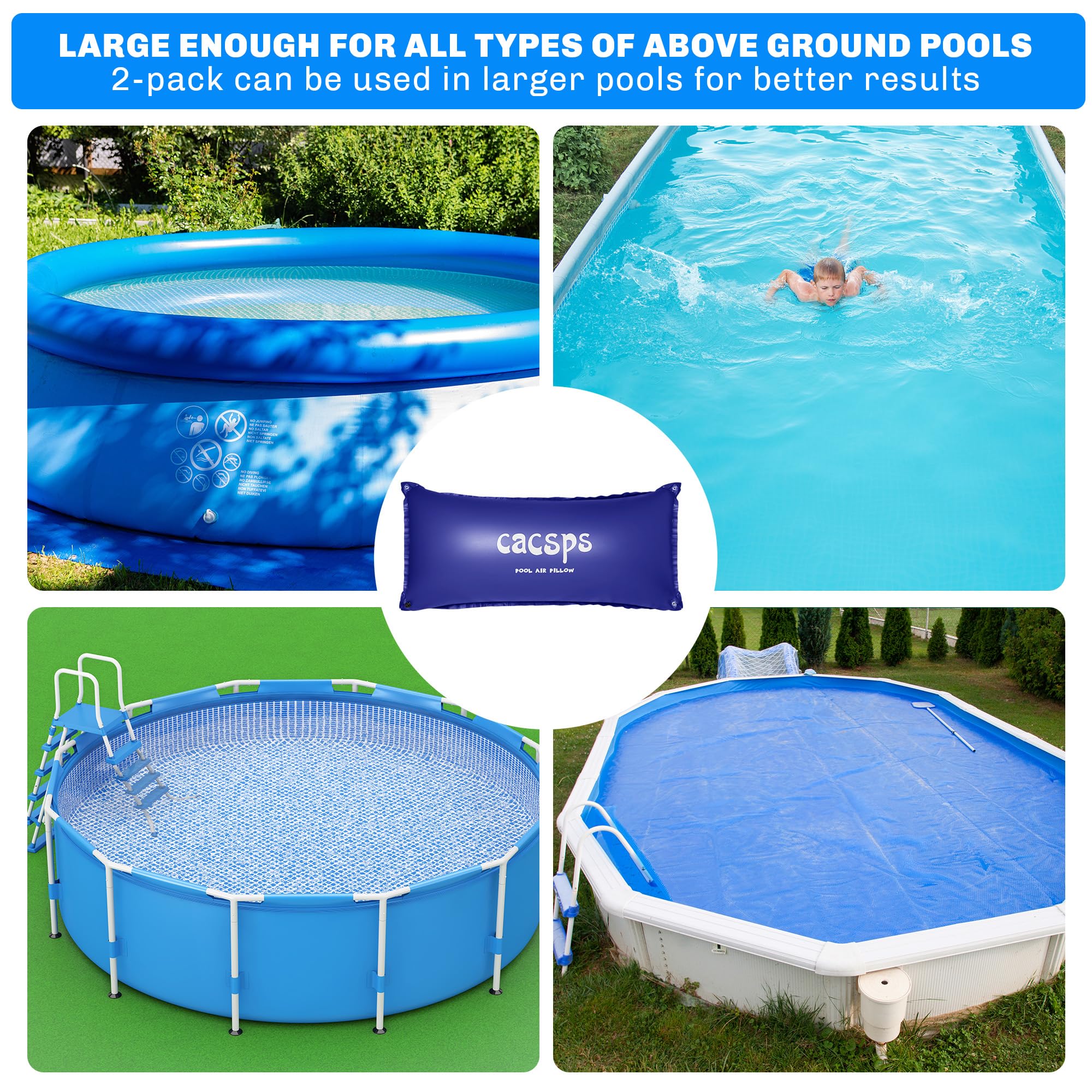 CACSPS pillow next to pool deck for scale and easy installation guidance