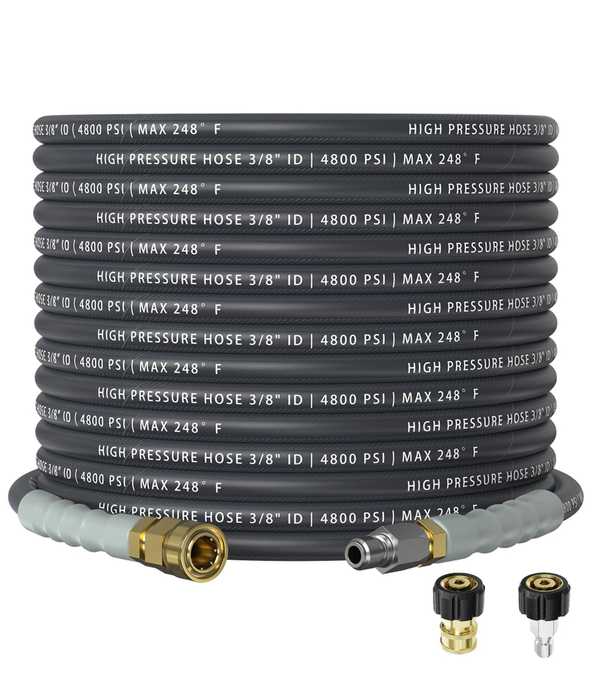 CADEGUO coiled 50ft pressure washer hose shows durable length and storage benefit