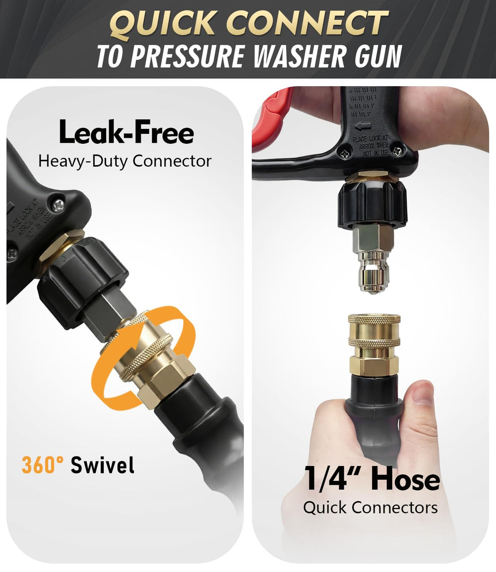 CADEGUO hose in use washing a car showing practical cleaning power and maneuverability