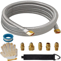 CADOAHJ front view of 3/8" flare propane extension hose showing durable construction and length advantage